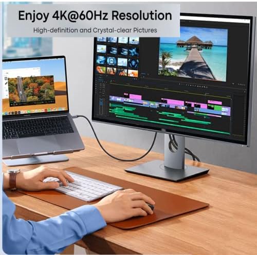 WEJAGO USB-C ל- HDMI כבל 4K@60Hz [מהירות גבוהה] 6.6ft סוג C עד HDMI Thunderbolt 3/4 תואם ל- MacBook Pro/Air, iMac, iPad חדש, XPS, Galaxy S21/S20, Surface ועוד